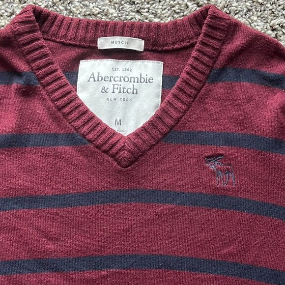 Abercrombie & Fitch Tops - Y2K Abercrombie & Fitch Burgundy Striped L/S Top Wmn Med Preppy Grunge Comfy